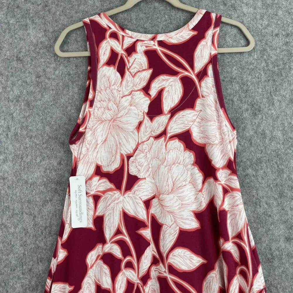 Soft Surroundings Santiago Song Dress Womens Medium Floral Tropical Resort‎ NEW